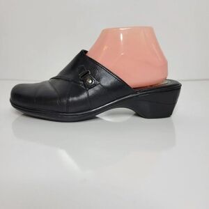 Earth Spirit Gelron 2000 Molly Clogs Black Womens Size 8 Slip On Leather Mules